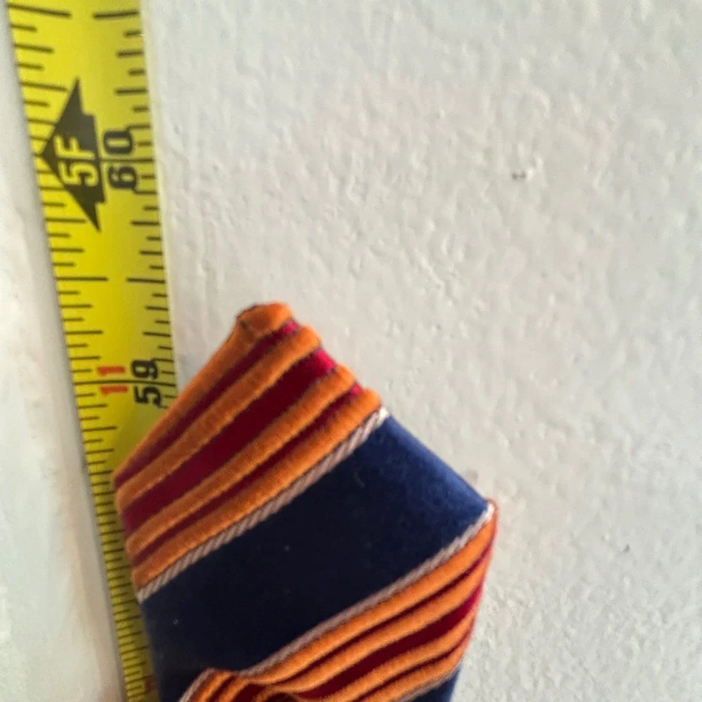 Ermenegildo Zegna Repp Tie Blue Orange Striped Silk Cotton Business Preppy Italy